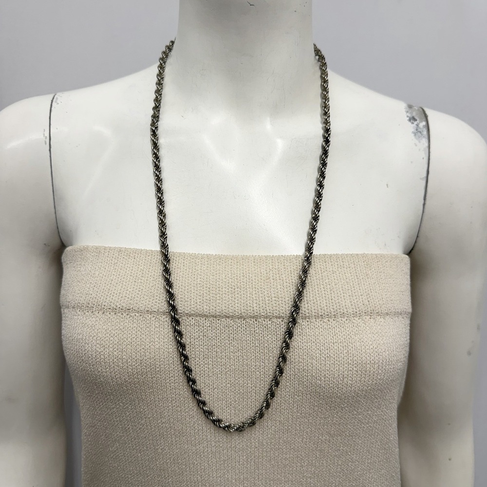 Vintage Sterling Rope Necklace Weighs 71 Grams 30" Long by 1/4"